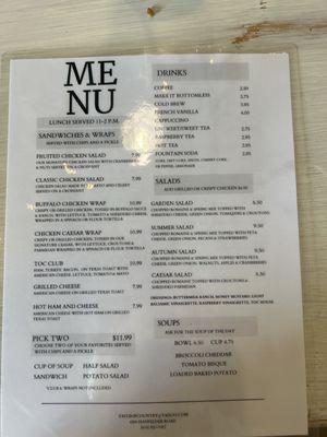 Lunch menu