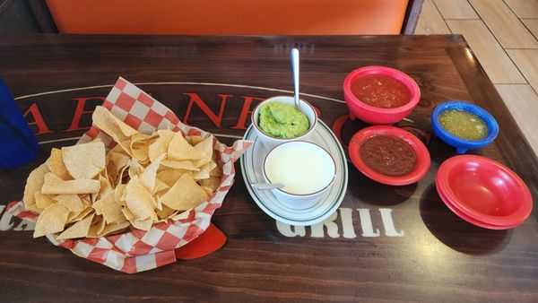 Fresh salsas, guacamole and queso were a fantastic start.