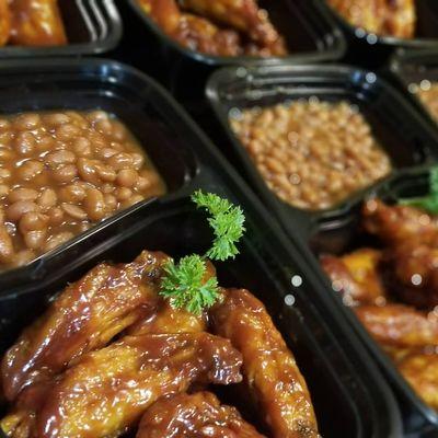 Bbq wings and bake beans/meal prep