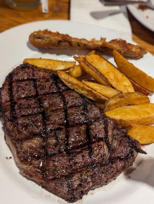 Ribeye and steak fries.