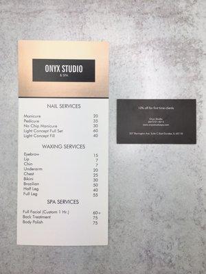 Prices and business card. Text or call to make appointments