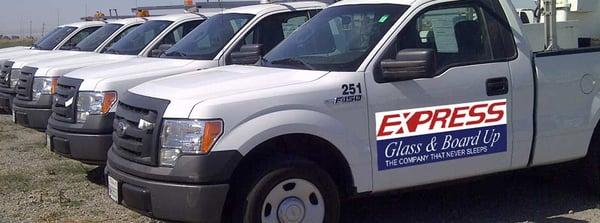 Express Glass & Board Up - Our Trucks Servicing Miami, Florida