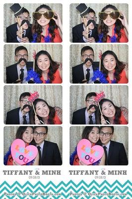 Kit & Justin at Tiffany & Minh's Wedding on 9.8.13. A lot of funny props! I still have the copy of the photo. The machine was easy to use.