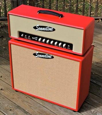 Roaring-40 Head & 2X12 Cabinet - Red Levant Tolex with Cane Grill Cloth