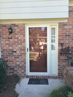 Replaced glass in door