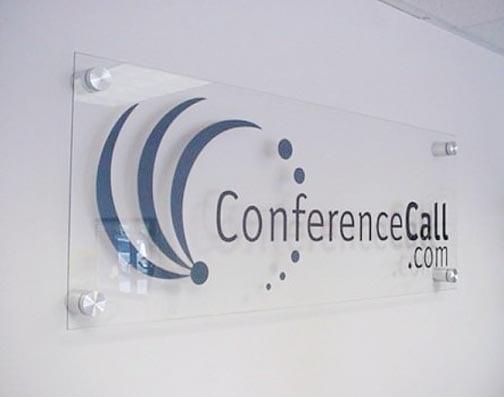 Acryllic sign with vinyl applied to the sub- surface, and mounted with brushed aluminum stand-offs.