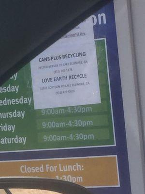 Locations of alternate recycling centers that may be open