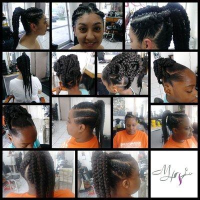 Ghana braids,Goddess braids, Feeder braids and more