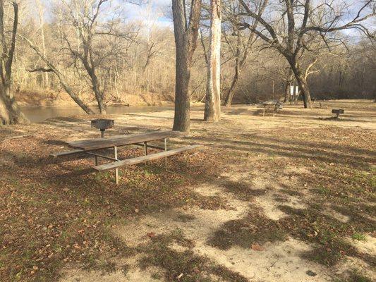 Picnic tables and grills