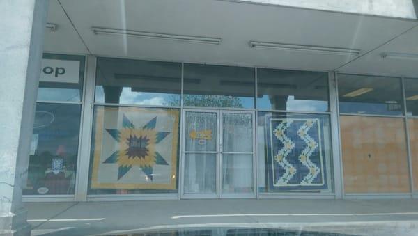 Some quilts seen through the windows