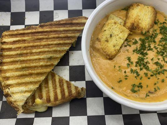 Grown up Grilled Cheese with Homemade Broccoli and Cheese Soup