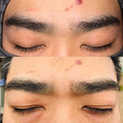 Men's brows - Simple clean up, natural shape.