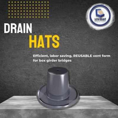 The Loveday Drain Hat is a high-efficiency, labor-saving vent form designed for v1 box girder bridges.