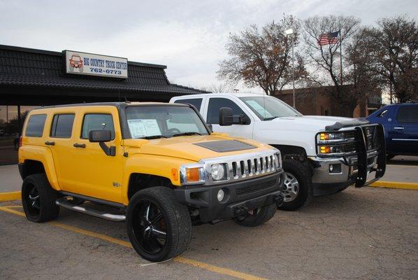 Big trucks, little trucks and suv's.