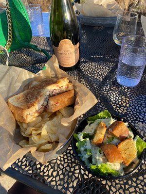 Grilled pimento cheese and Caesar salad