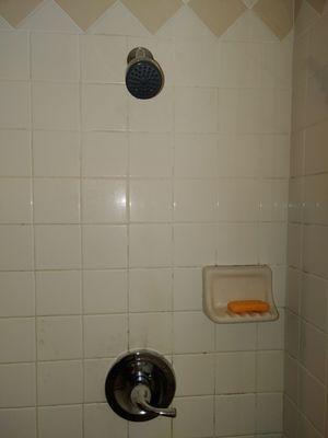 Installed shower faucet.