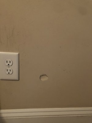 Damage to my wall after the delivery.