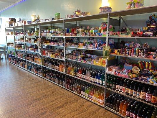 Soda and candy selection