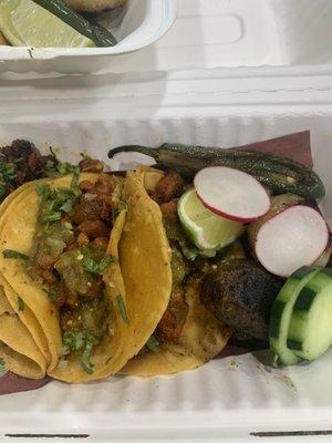 Al pastor and chorizo tacos