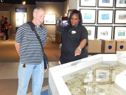 A day at the sea center. Our caregiver enjoys community outings and events with clients,