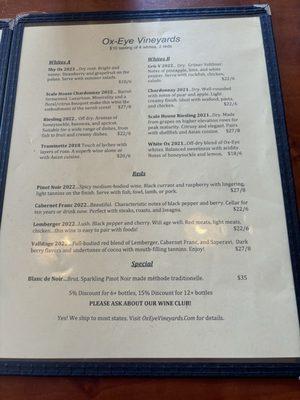 Tasting list (six wines of your choice) - $10... what a deal!