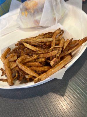 The fries look sus but are tasty