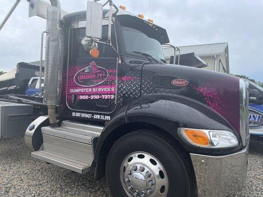 Dump It Delaware dumpster rental truck that is kept clean and meticulous, just like our business!  Attention to details!