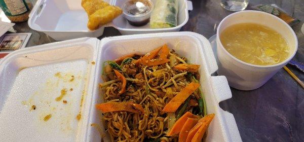 Crab Rangoon, Singapore noodles, fresh egg roll