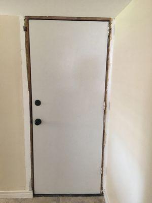 No trim placed around doors