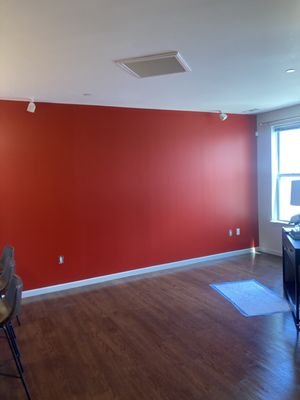 red accent wall