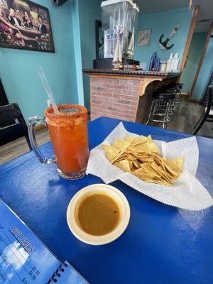 Michelada with Complementary chips and salsa