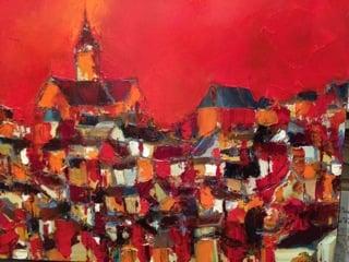 Red Sky on the City, by French artist Caudron