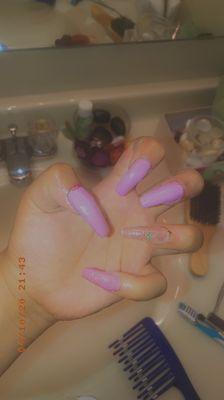 Purple acrylic nails