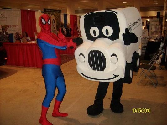 Our Mascot Truckie and his pal Siderman