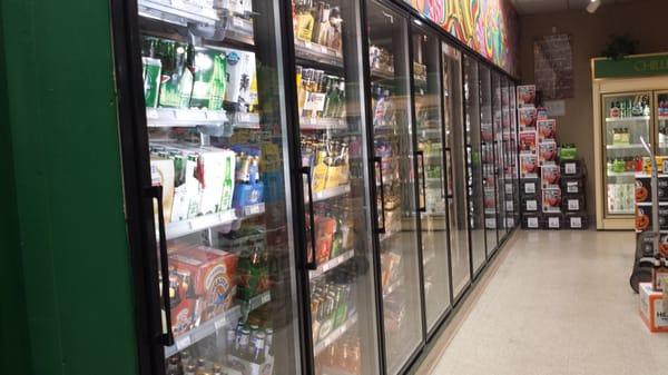 Beer coolers at the Kings Contrivance Liquor & Smoke Shop