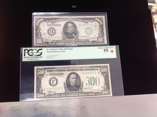 Large denomination notes in stock normally