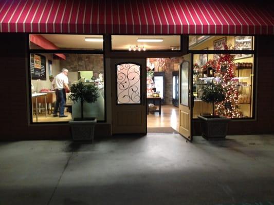 Storefront during the holiday season.