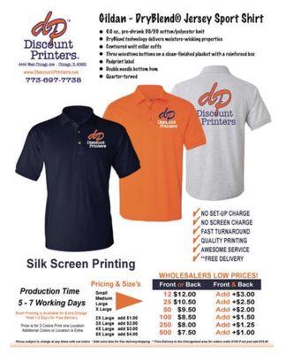 Discount Printers Polos Shirts (Silk Screen Prices)