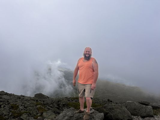 He went in vacay with me for my Bd (Cuz he is my dad)  On top of Mount Washington.