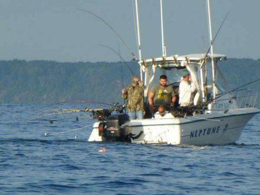 Fishing with Captain Mike on his boat.