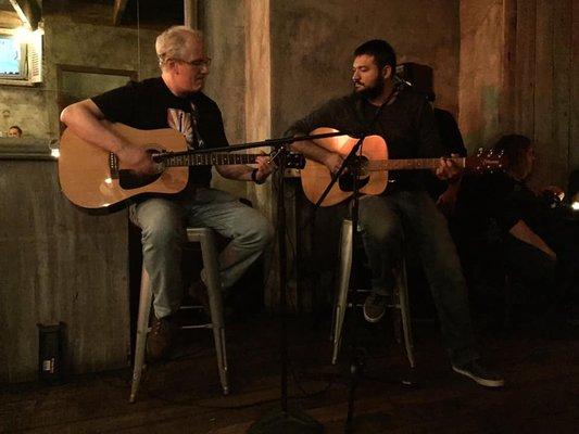 Michael and his teacher Emilio performing at the student showcase in a live venue!