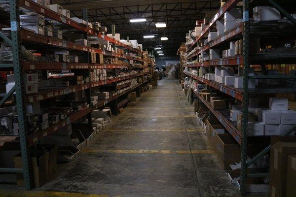 A huge inventory of 64-73 classic Mustang parts in a 70,000+ sq. foot warehouse.