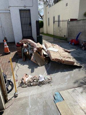 Demo debris wall tear out.