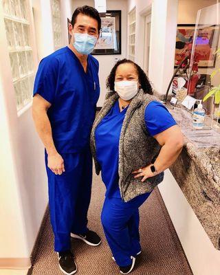 Dr. Shew striking a pose with one of our dear patients.