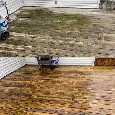 Soft washing a deck