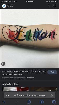 Images of water color tattoos.