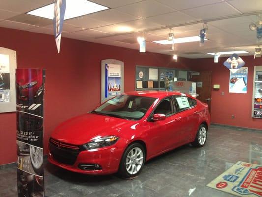 The all new Dodge Dart happily sitting in the Parts Department.