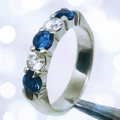 14k Band Diamonds & Sapphires