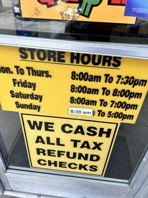 Store hours as of August 2024