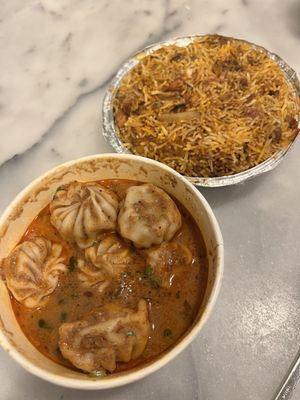 Chicken Biryani and Jhol Momo